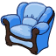 Предметы интерьера: Голубое кожаное кресло